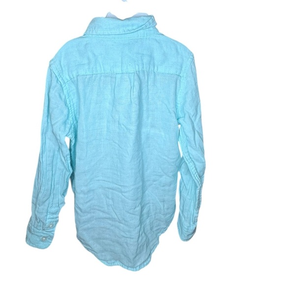 Janie and Jack mint green cotton button down shirt sz 4 k140 - Picture 2 of 4